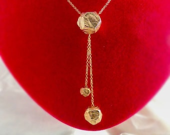 Italian solid gold necklace, made in Italy 18k gold necklace, Italian fine jewelry lariat gold necklace for women