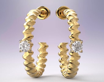 Pendientes de aro abiertos en oro macizo de 14k o 18k