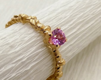 14k or 18k Rose Gold Pink Sapphire Ring: Italian Fine Jewelry