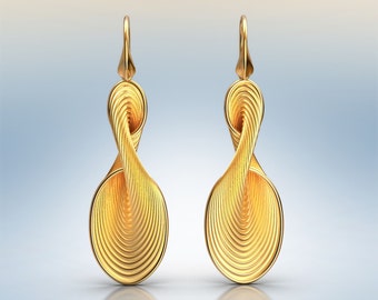 Moderne 14k of 18k gouden hangoorbellen, elegante Italiaanse sieraden