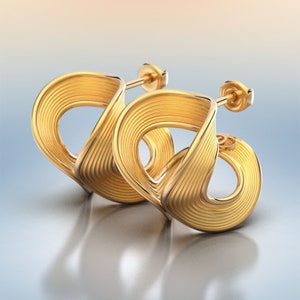 14k or 18k Solid Gold Hoop Earrings: Italian Fine Jewelry, Modern Elegant Hoops