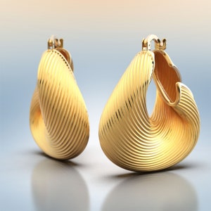 14k or 18k Gold Chunky Hoop Earrings: Italian Design, 25mm