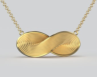 Infinity Gold Pendant Necklace, Made in Italy Contemporary Eternity Necklace, Modern Gold Pendant By Oltremare Gioielli, Italian Jewelry
