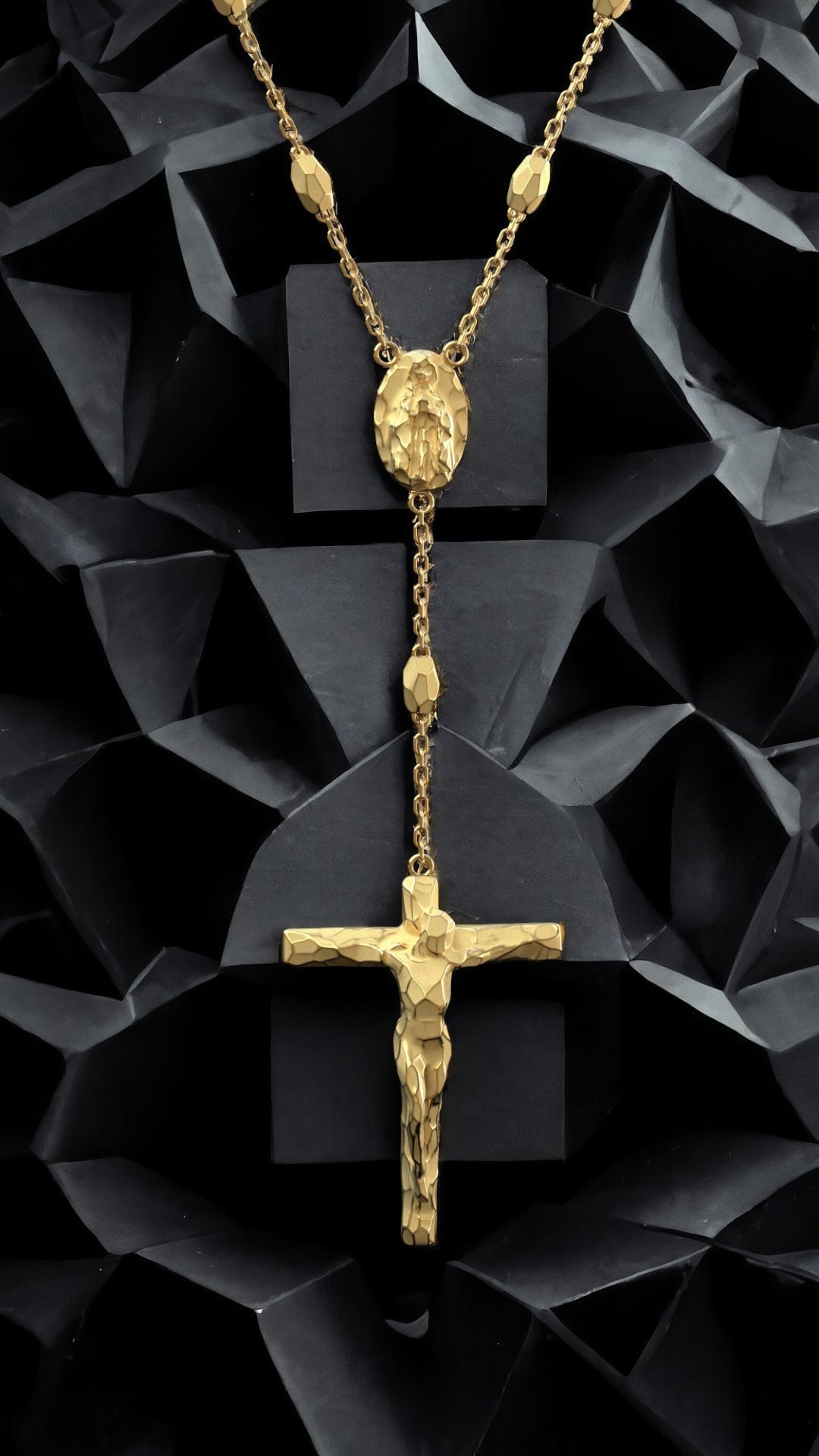 18k-14k Gold Rosary Necklace: Italian Crafted Chain - Etsy