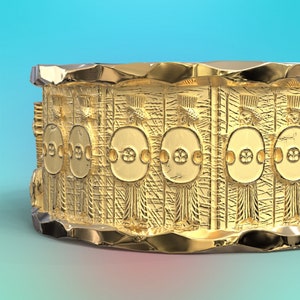 Persian Majesty: 18k/14k Gold Ring with Temple of Persepolis Bas-Reliefs - Winged Sphinx and Jāwīdān Warriors