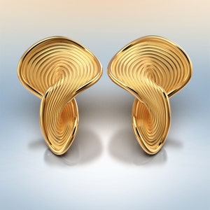 Modern Contemporary Gold Stud Earrings 14k or 18k Solid Gold Twisted Earrings Italian Fine Jewelry Oltremare Gioielli Made in Italy