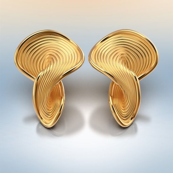 Modern Twisted 14k Gold Stud Earrings - Italian Fine Jewelry