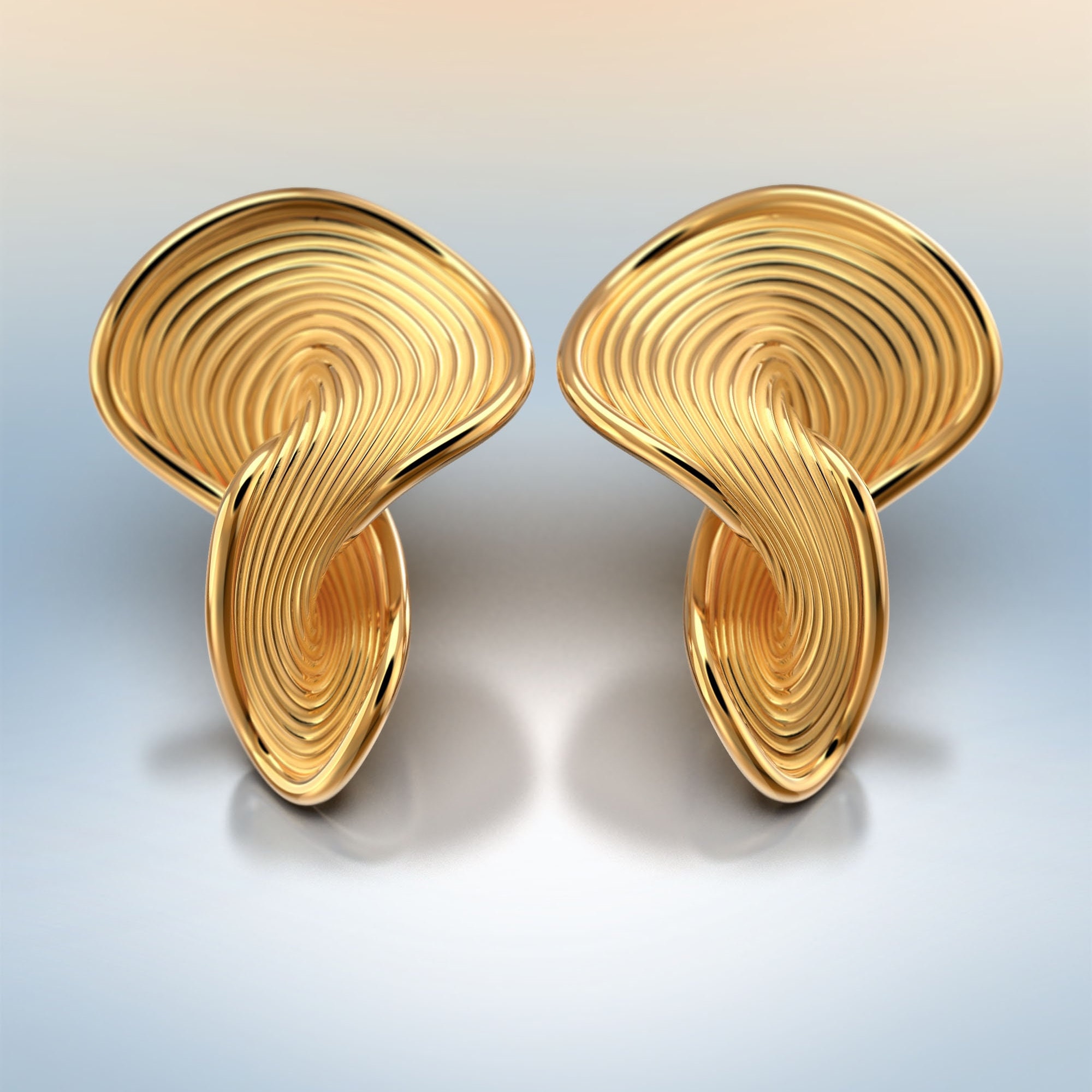 Modern Twisted 14k Gold Stud Earrings - Italian Fine Jewelry