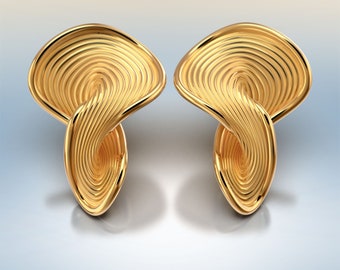 Modern 14k or 18k Gold Stud Earrings: Italian Fine Jewelry