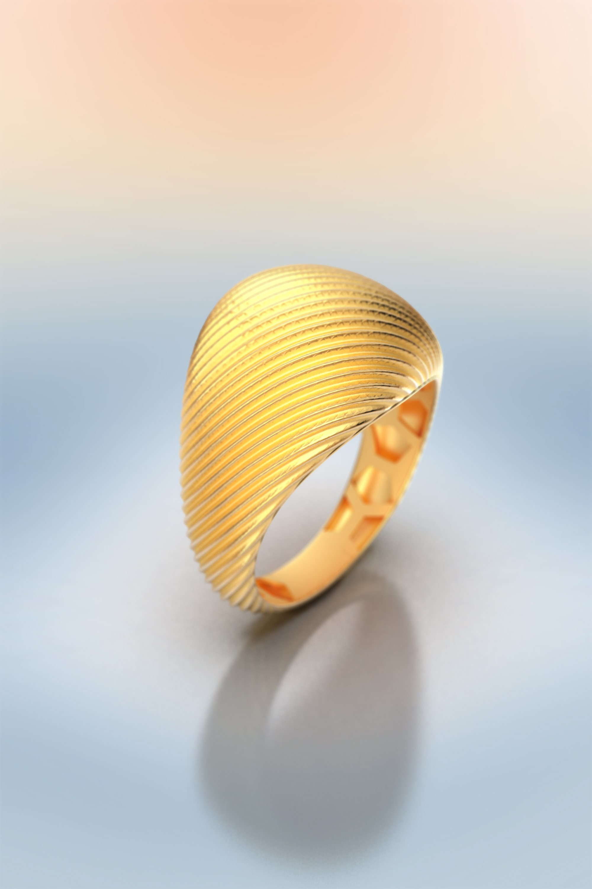 18k solid gold dome ring made in Italy. Real 14k Yellow gold Etsy