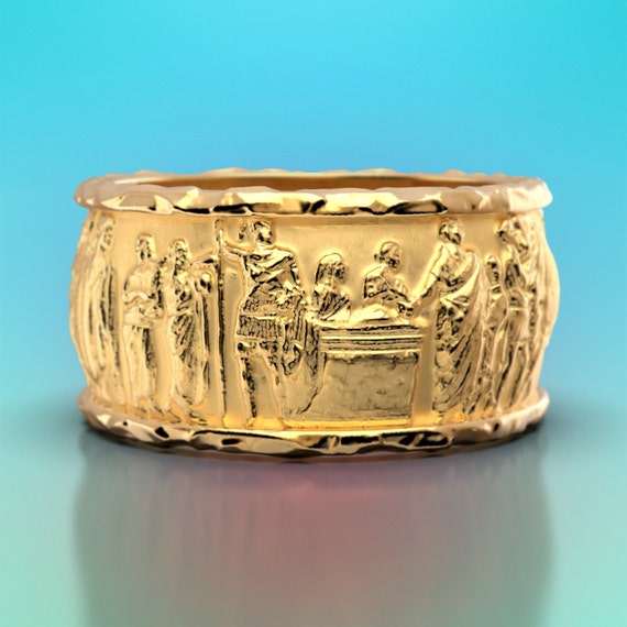 Bague Ancienne Large En Os Sculpté - Design élégant, Occasion