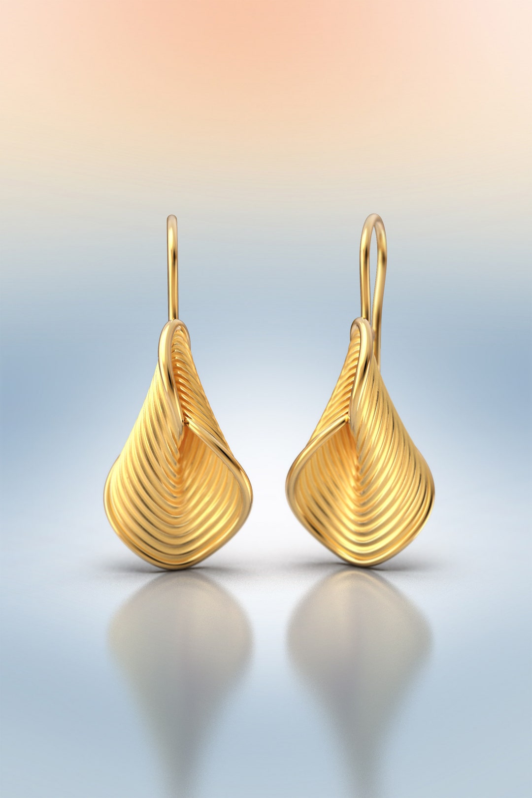 Gold Earrings 14k or 18k , Made in Italy Earrings, Oltremare Gioielli ...