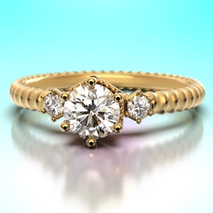 Italian 14k or 18k Gold Diamond Engagement Ring: Half Carat, GIA Certified