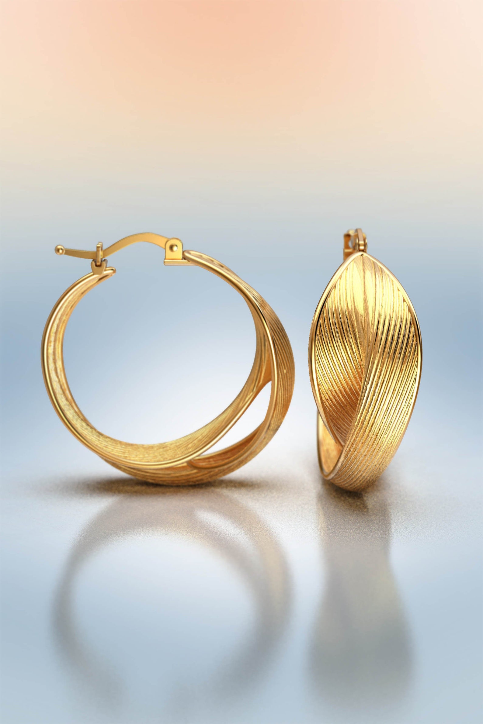 Real Gold Hoop Earrings Available in 18k or 14k Gold Twisted Etsy