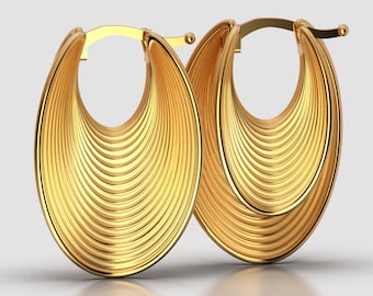 Orecchini a cerchio ovali in oro 14k o 18k: design moderno italiano
