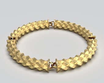 14k or 18k Gold Desert Dunes Bracelet: Italian Semi-Rigid Design