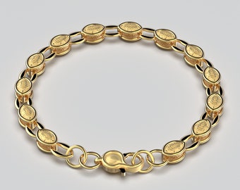 Pulsera italiana de oro: Eslabón barroco de oro macizo de 14k/18k hecho a mano