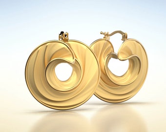 Aros en espiral de oro macizo de 14 o 18 k: diseño italiano moderno