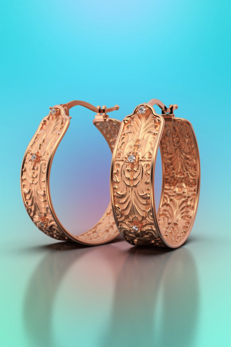 Large Hoop Earrings Made in Italy in 18k / 14k Solid Gold. Big Etsy