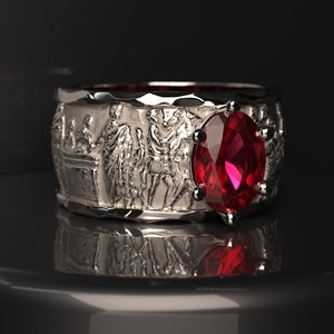 Solid Gold Ancient-style Lab Ruby Ring for Men and Women - Made in ...