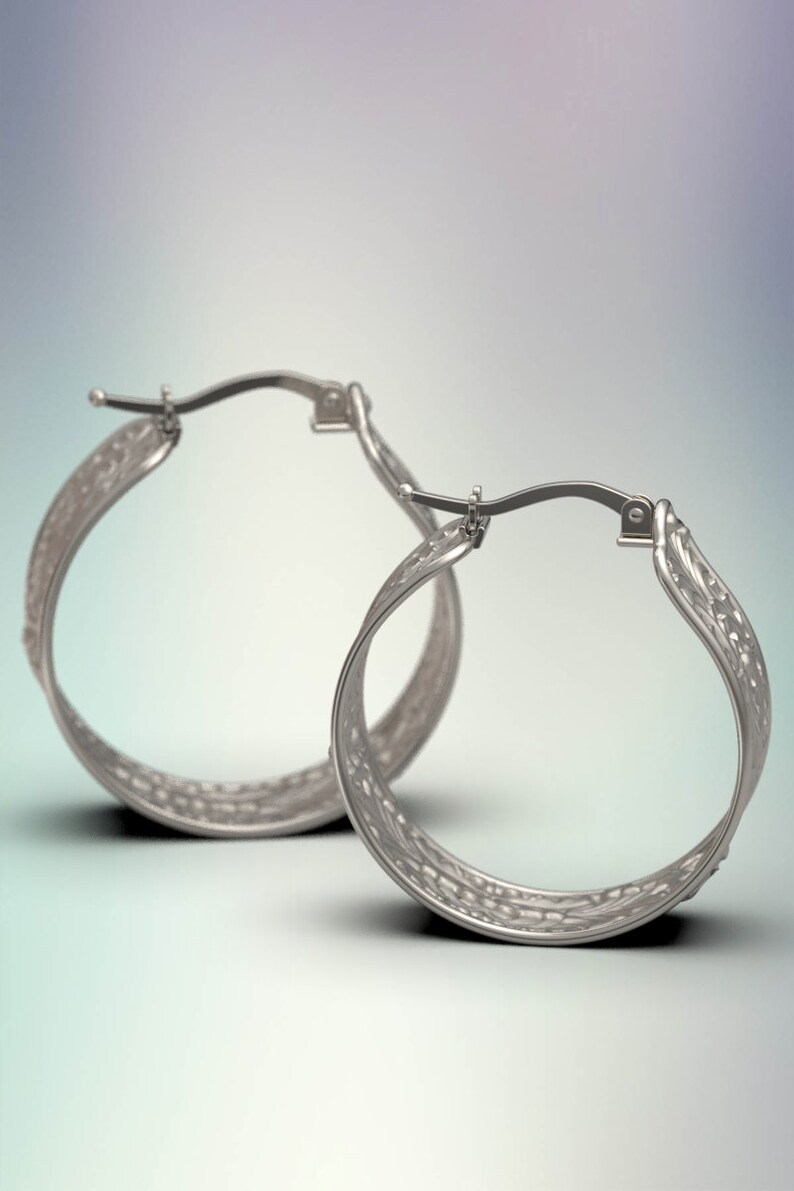 Hoop Earrings Made in Italy in 18k / 14k Solid Gold. Large Etsy