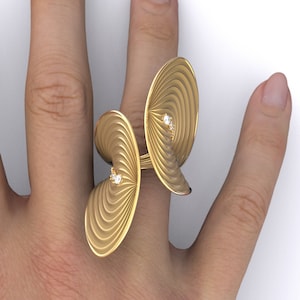 Italian Gold Diamond Statement Ring: Modern Fine Jewelry