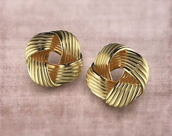 14k / 18k Gold Stud Earrings, Everyday Italian Gold Earrings, Women's Gold Knot Earrings