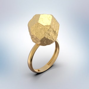 Gold Nugget Ring available in 14k or 18k genuine gold, designed and crafted in Italy by Oltremare Gioielli image 2