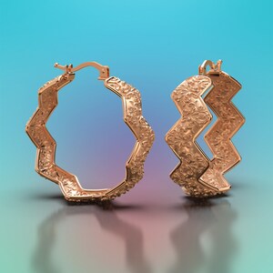 Hoop earrings made in Italy in 18k / 14k solid gold. Large hoop earrings. Baroque gold earrings , italian gold jewelry earrings. image 6