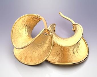 Contemporary Modern Gold Hoop Earrings Made in Italy in 14k or 18k  By Oltremare Gioielli, Italian Fine Jewelry