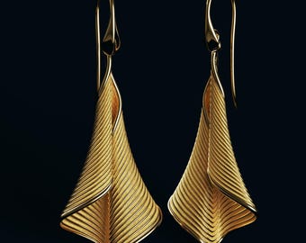 14k/18k gouden gedraaide hangoorbellen - Italiaans design