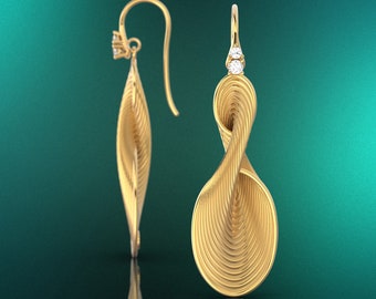 Pendientes colgantes de diamantes trenzados en oro de 14 o 18 k: joyería fina italiana