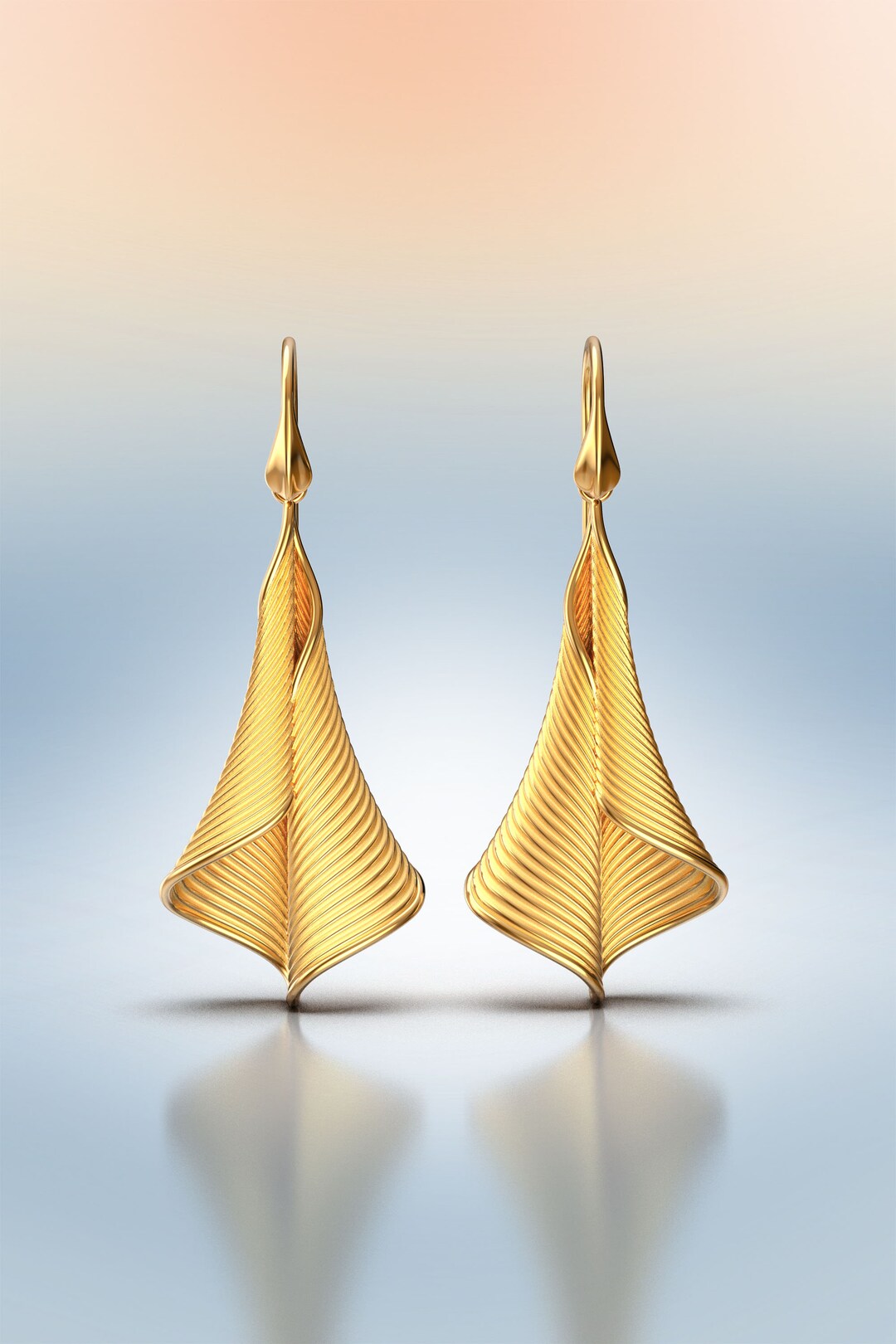 Drop Earrings in Solid Gold Available in 18k or 14k Real - Etsy UK