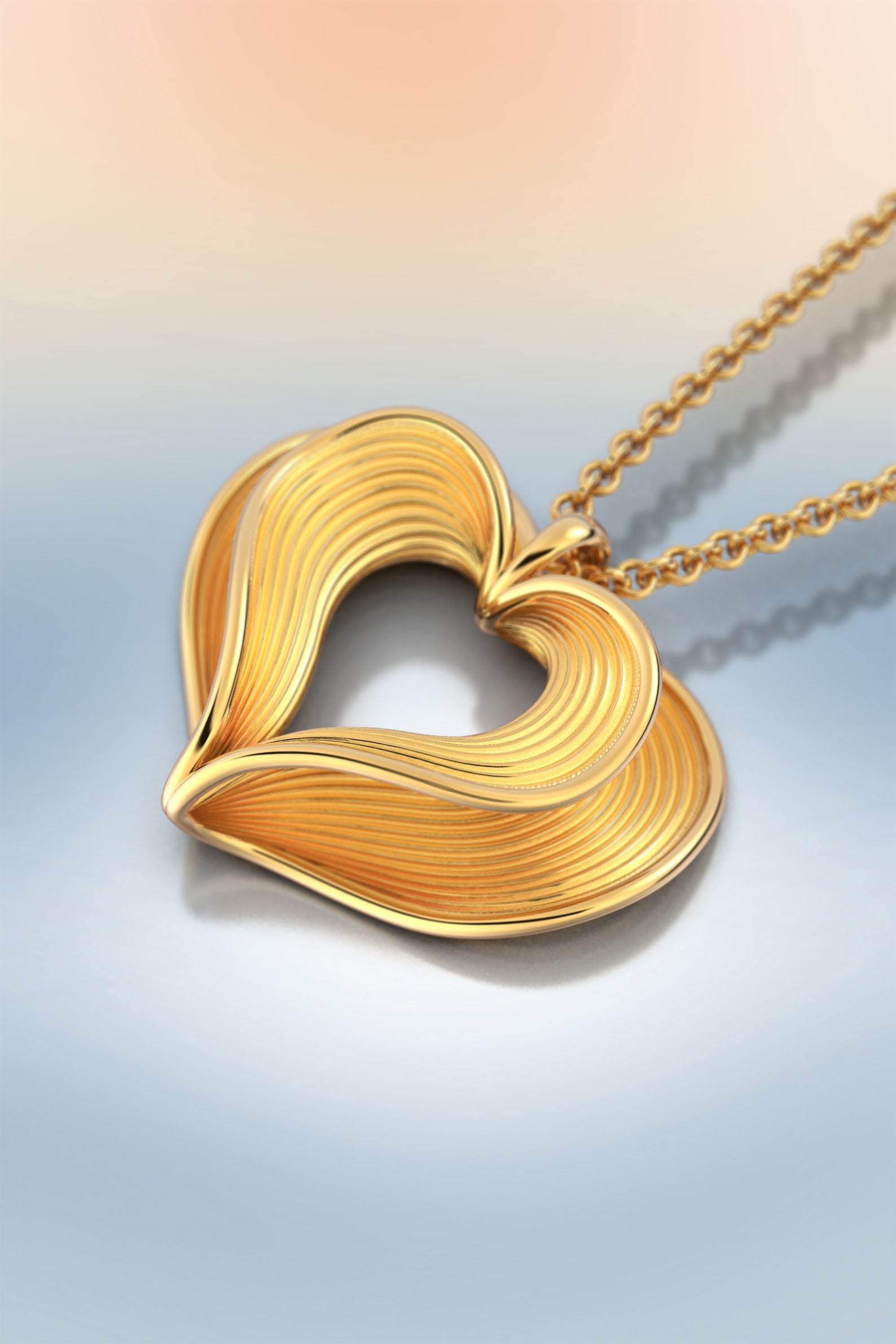 Solid Gold Heart Pendant Necklace Italian Gold Pendant 14k Etsy