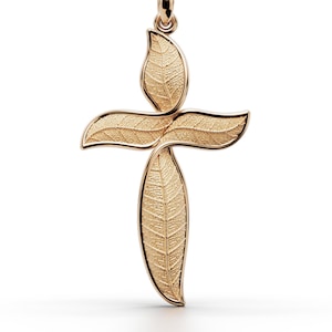 Solid Gold Cross Pendant, Real Gold Cross Neckalce , Women&#39;s Gold Cross Pendant Necklace, 18k or 14k Real Gold Cross Necklace