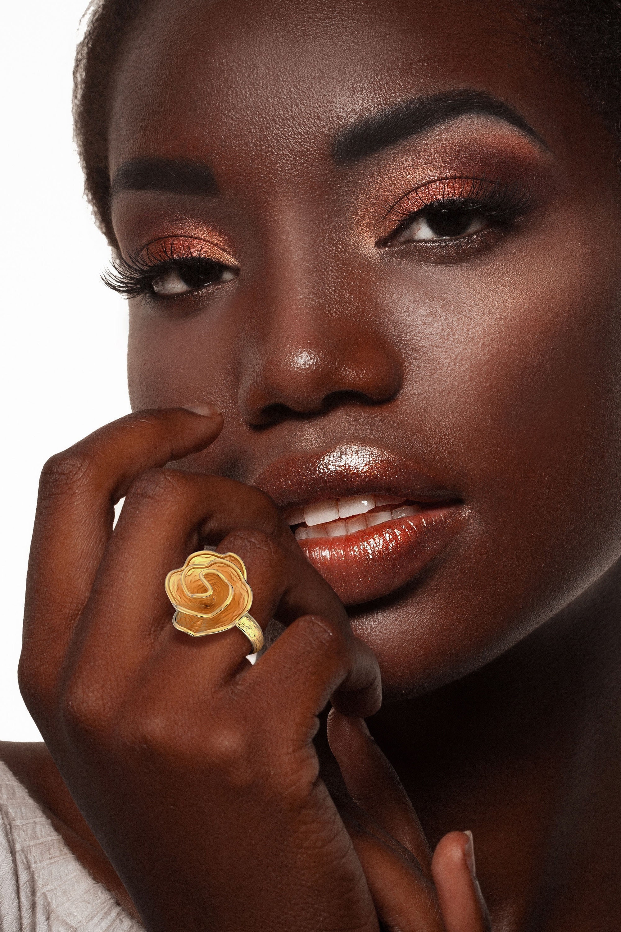 Exquisiter Italienischer Handgefertigter Solid Gold Rose Form Ring - 14k/18k Gold Made in Italy