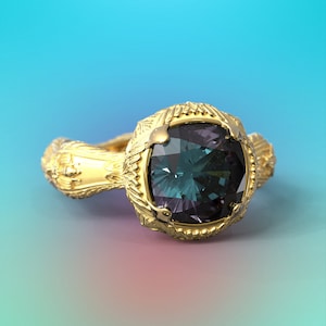 14k or 18k Gold Alexandrite Ring: Italian Renaissance Baroque Design