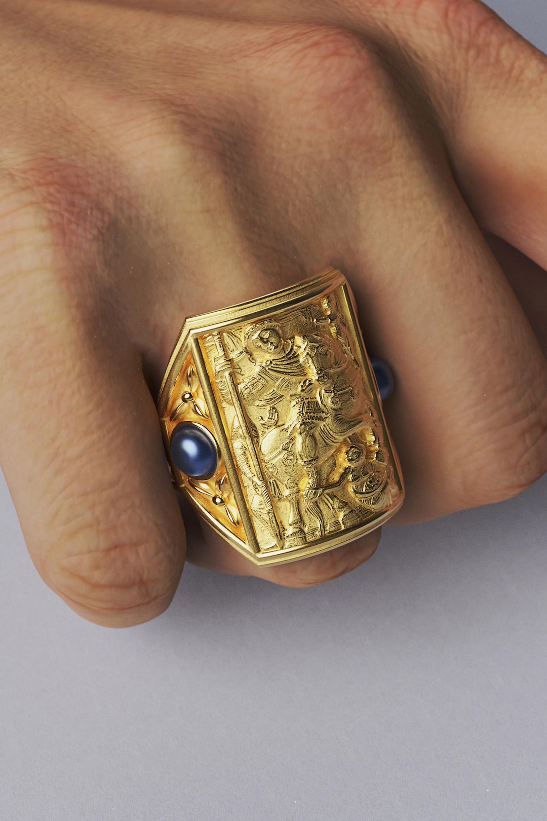 Byzantine 14k or 18k Gold Signet Ring: Artisan Medieval Design - Etsy