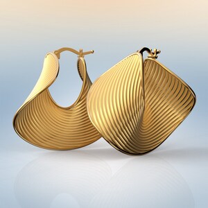 Large Solid Gold Hoop Earrings: Modern Italian Fine Jewelry - Etsy