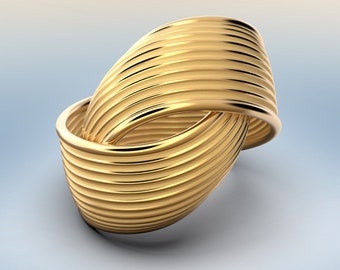 14k or 18k Solid Gold Statement Ring: Italian Bypass Design