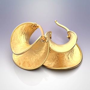 Hoop earrings in 14k or 18k genuine gold, hoop earrings made in Italy by Oltremare Gioielli. Italian fine jewelry, organic gold jewelry image 3