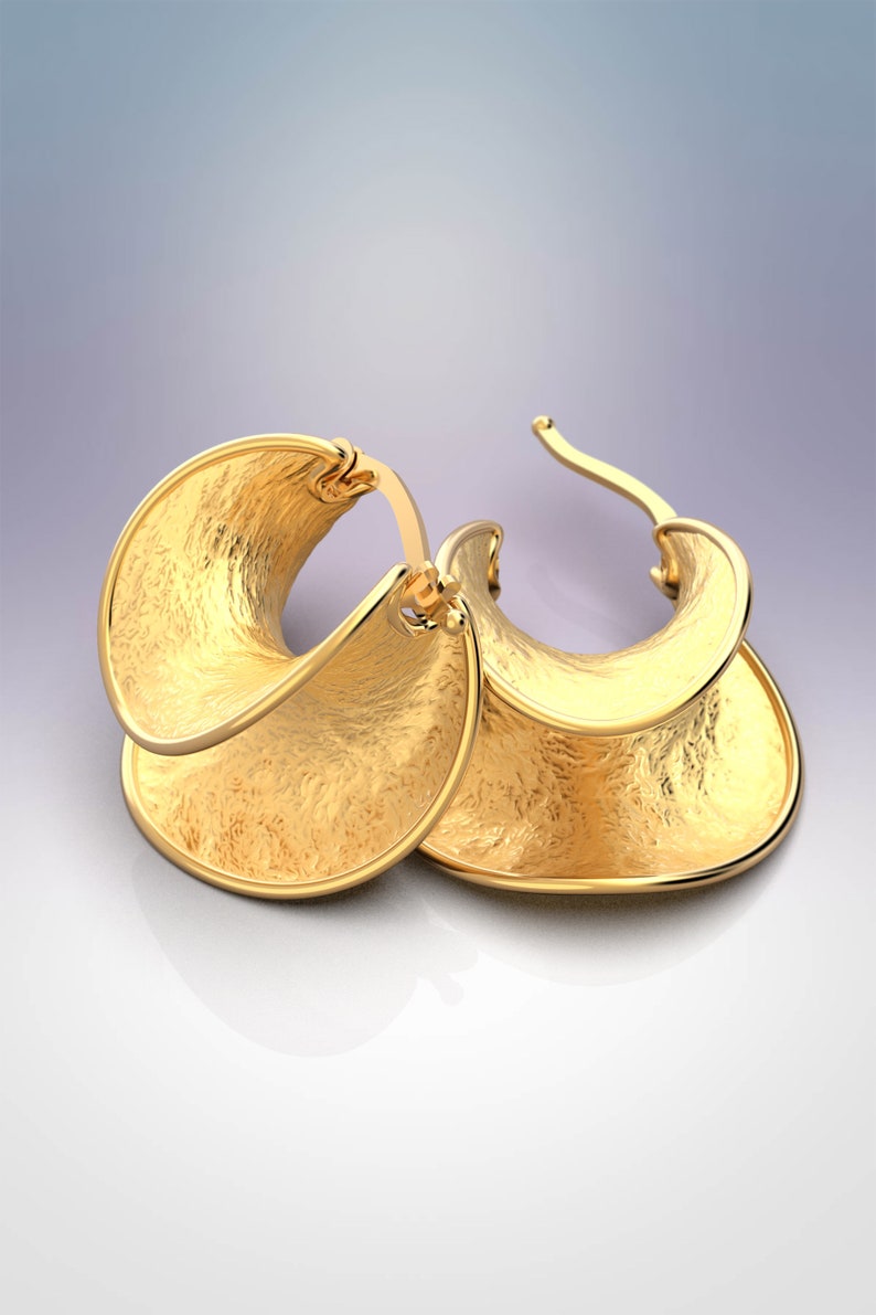 Hoop earrings in 14k or 18k genuine gold, hoop earrings made in Italy by Oltremare Gioielli. Italian fine jewelry, organic gold jewelry image 3