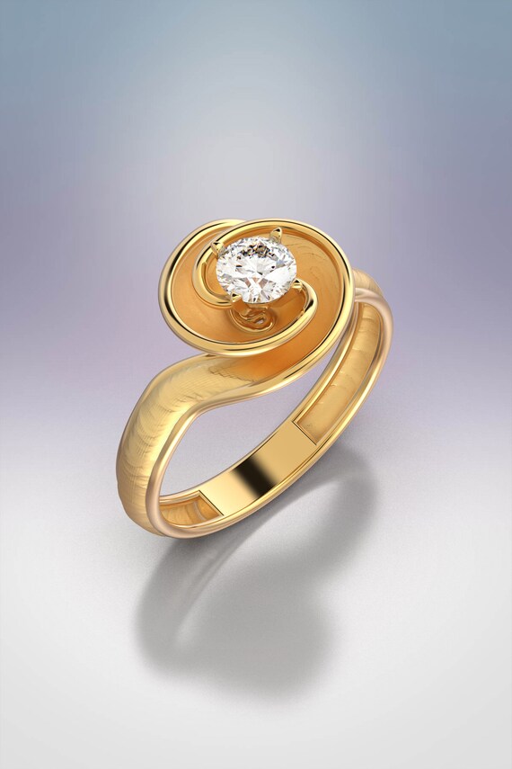 Bague en or massif 18 carats avec diamants d un demi carat bague tourbillon avec diamant taille ronde. Bague italienne de haute joaillerie diamant certifie GIA. Etsy France