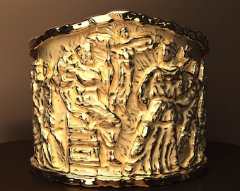 Handcrafted Solid Gold Ring of the Greek Gods. Ancient Parthenon Pediments Design in 18k/ 14k Gold. Sculptured Elegance for the Modern Deity