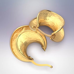 Hoop earrings in 14k or 18k genuine gold, hoop earrings made in Italy by Oltremare Gioielli. Italian fine jewelry, organic gold jewelry image 7