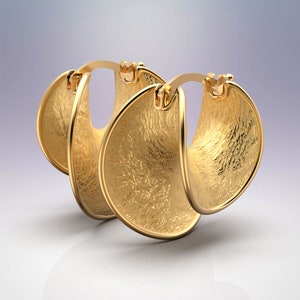 Hoop earrings in 14k or 18k genuine gold, hoop earrings made in Italy by Oltremare Gioielli. Italian fine jewelry, organic gold jewelry image 9
