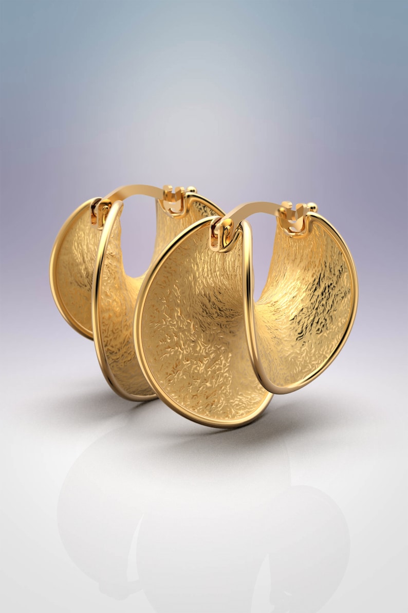 Hoop earrings in 14k or 18k genuine gold, hoop earrings made in Italy by Oltremare Gioielli. Italian fine jewelry, organic gold jewelry image 9