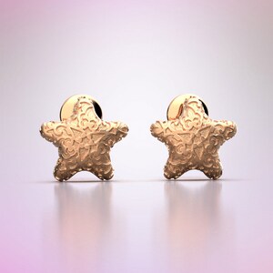 Damascene Gold Starfish Studs: Italian Nautical Earrings image 8