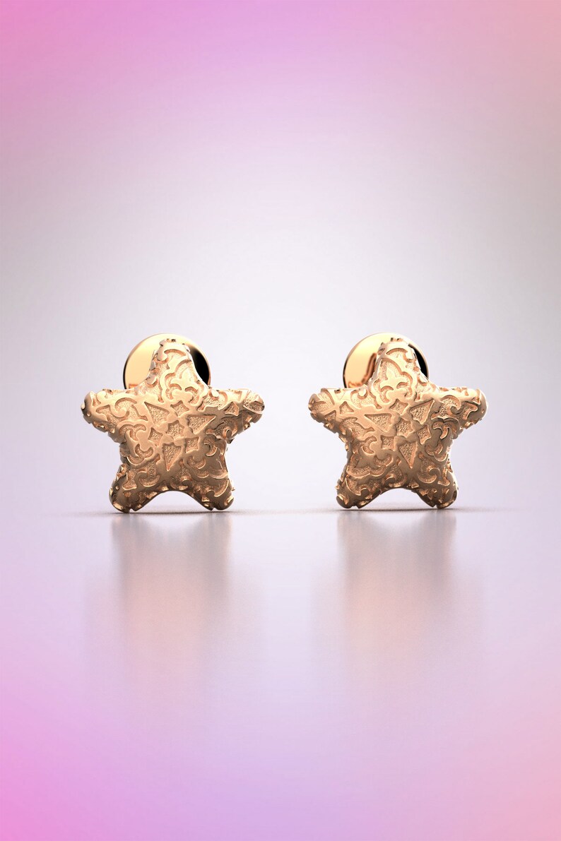 Damascene Gold Starfish Studs: Italian Nautical Earrings image 8