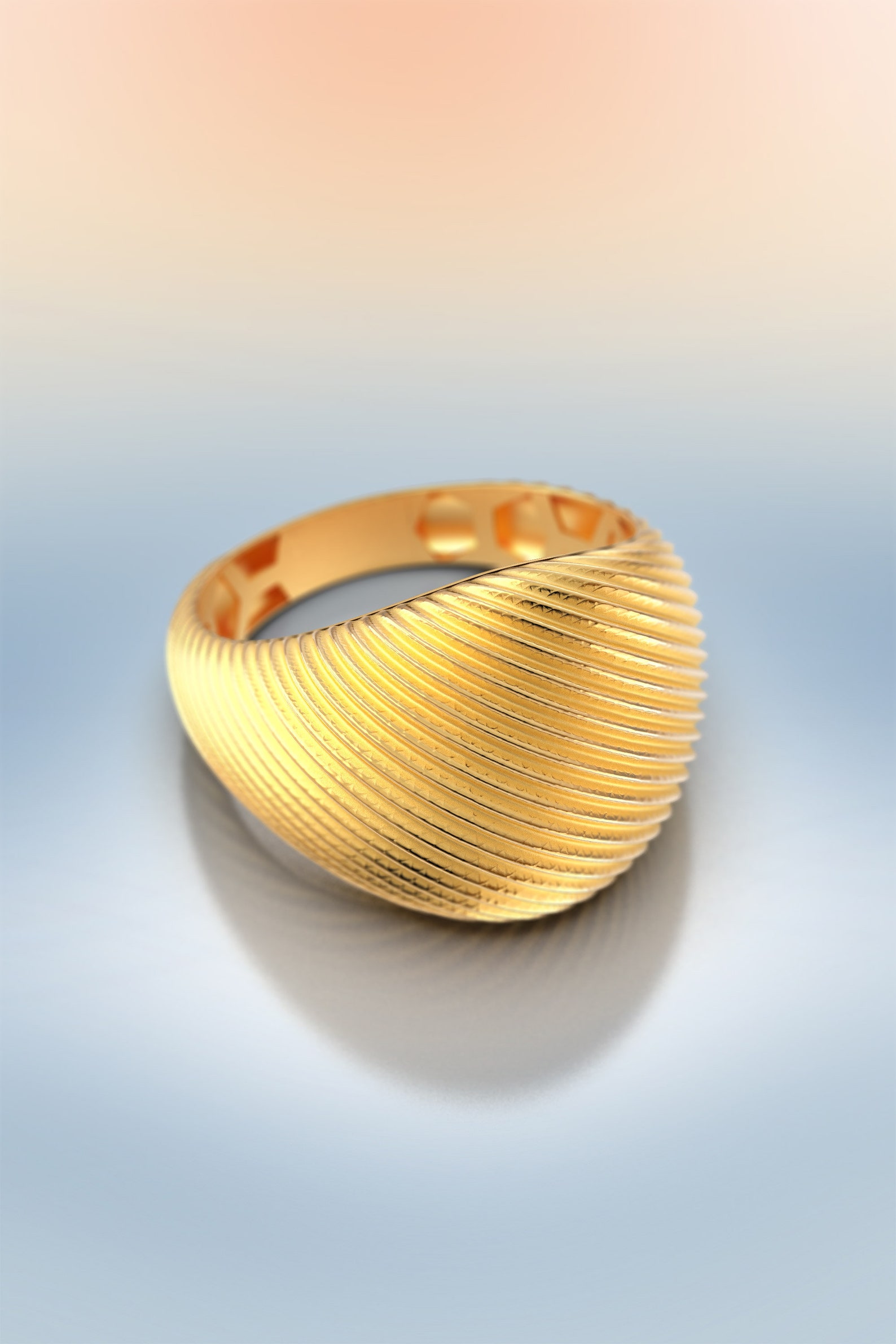 18k solid gold dome ring made in Italy. Real 14k Yellow gold Etsy